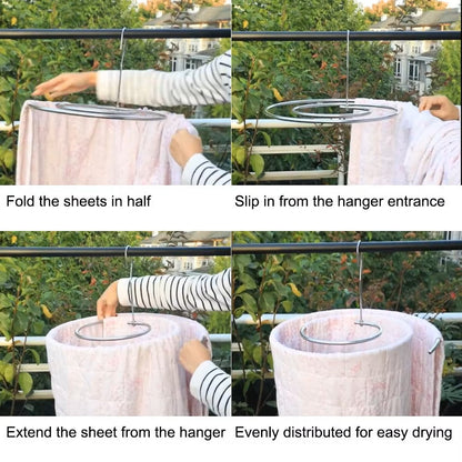 Zaokae Spiral Round Bed Sheet Hanger, Space-Saving Stainless Steel Rotating Drying Rack for Quilts, Blankets, and Large Linens, 1-Piece