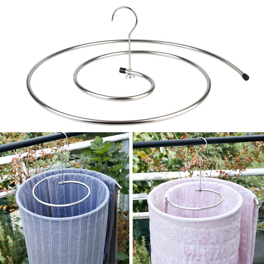 Zaokae Spiral Round Bed Sheet Hanger, Space-Saving Stainless Steel Rotating Drying Rack for Quilts, Blankets, and Large Linens, 1-Piece